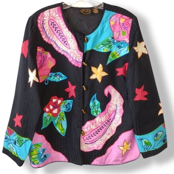 Julia‎ Kin L Artistic Jacket Long Sleeve Button Front Cotton Blend - Picture 1 of 6